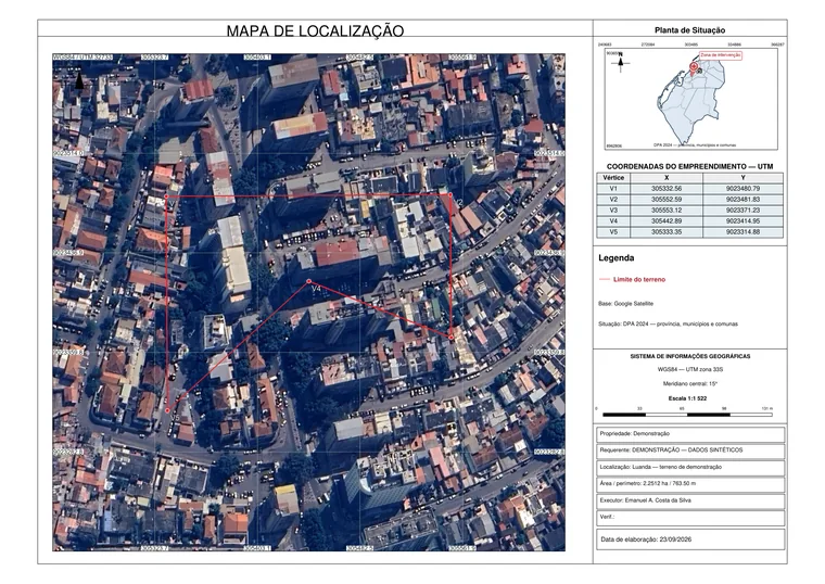 Exemplo completo do croquis Agrícola — Planta de Situação